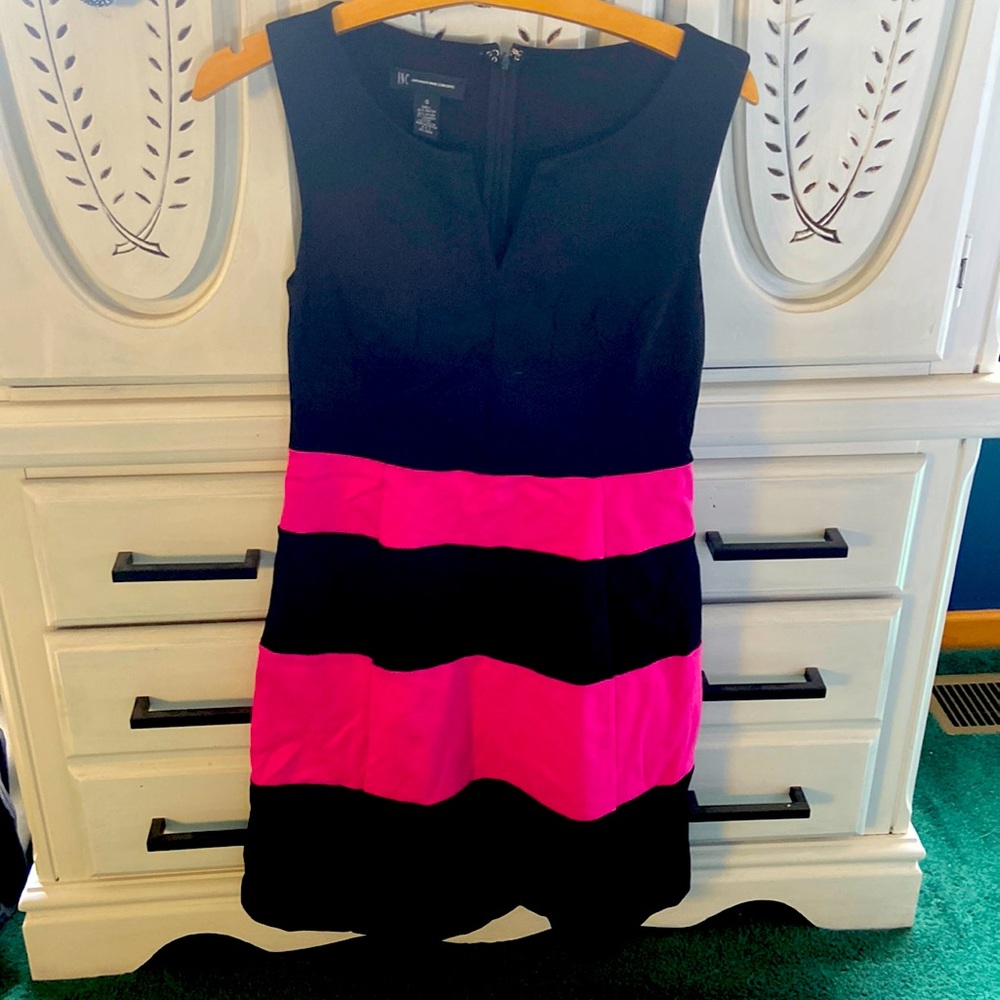 Pink & black dress below knee S